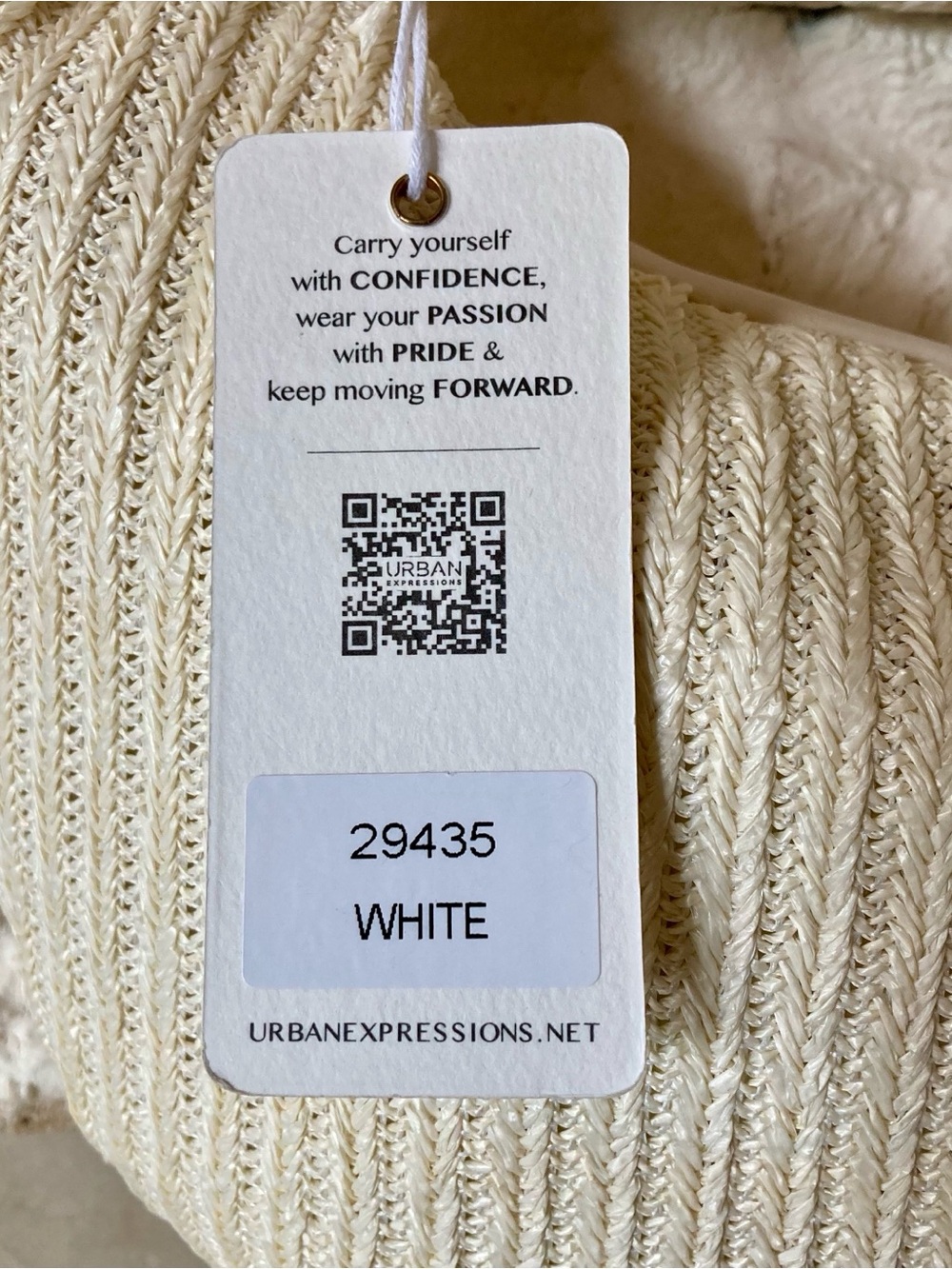 NWT Urban Expressions Knitted Straw Mini Hobo Bag in Winter White - Picture 5 of 11